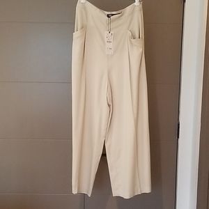 Zara beige wide leg crop pants